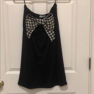 Black strapless dress with bow